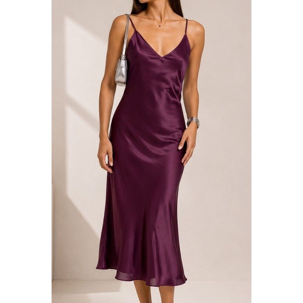 Johnny Was Ivory Viscose Silk midi Slip Dress Women Sz M Adjustable Straps EUC